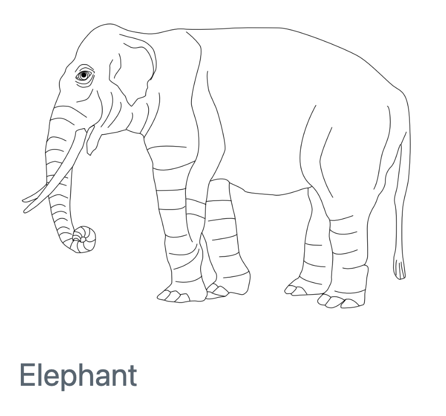 A line drawing of an elephant.