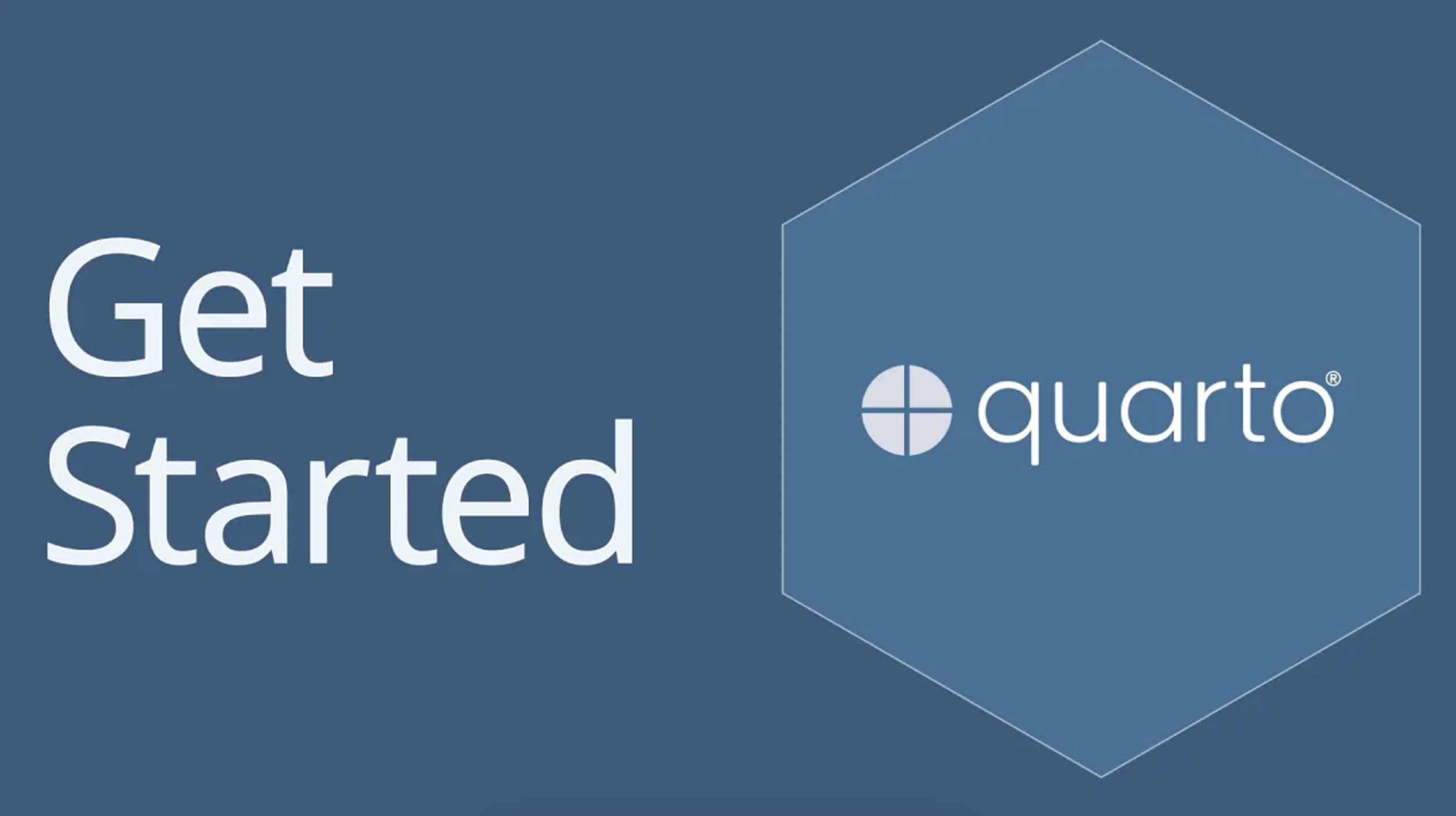 Quarto logo on a blue background and the title of the video - Get started with Quarto