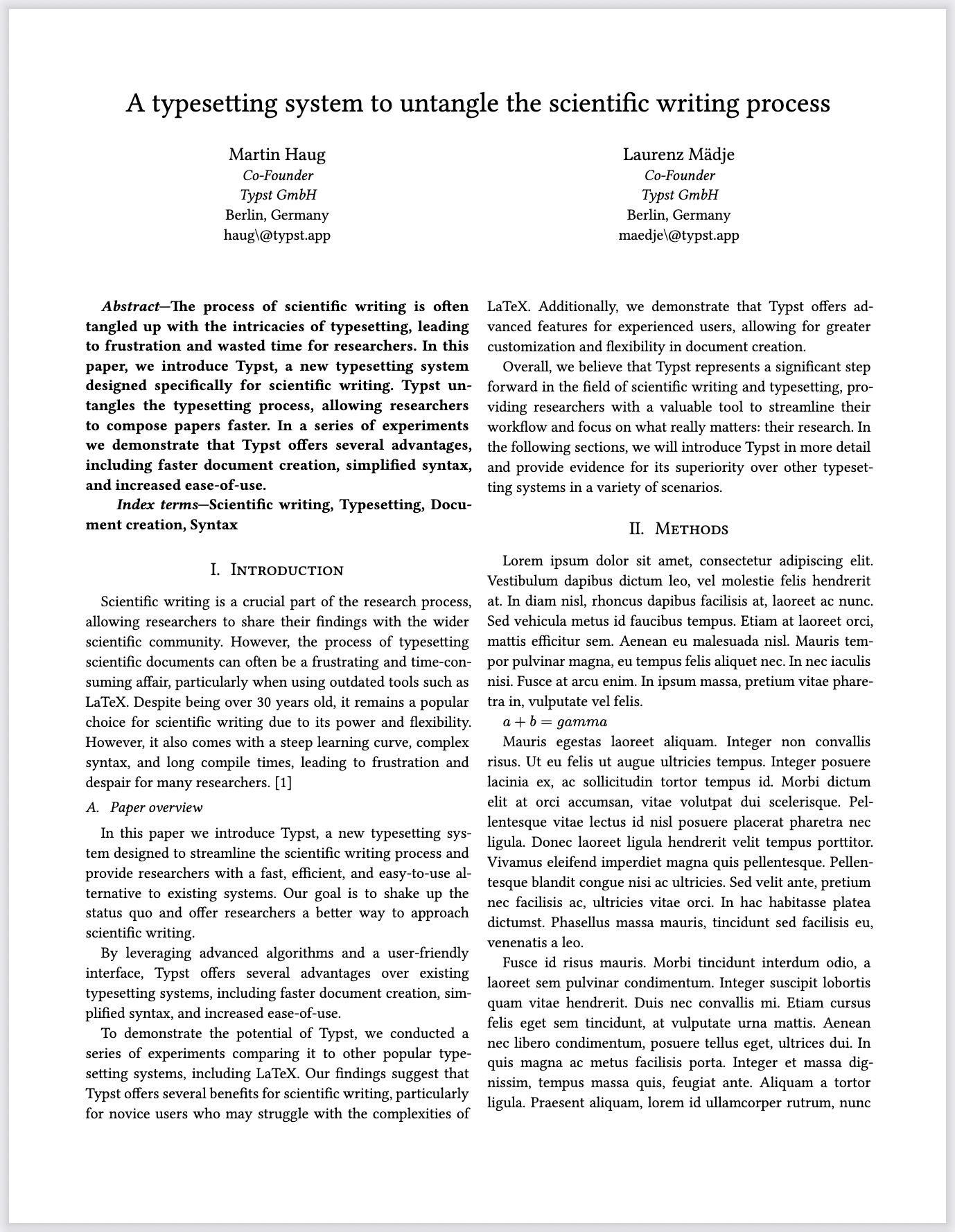 Screenshot of a page showing a article styled according IEEE standards. The title is centered with authors below in two columns.