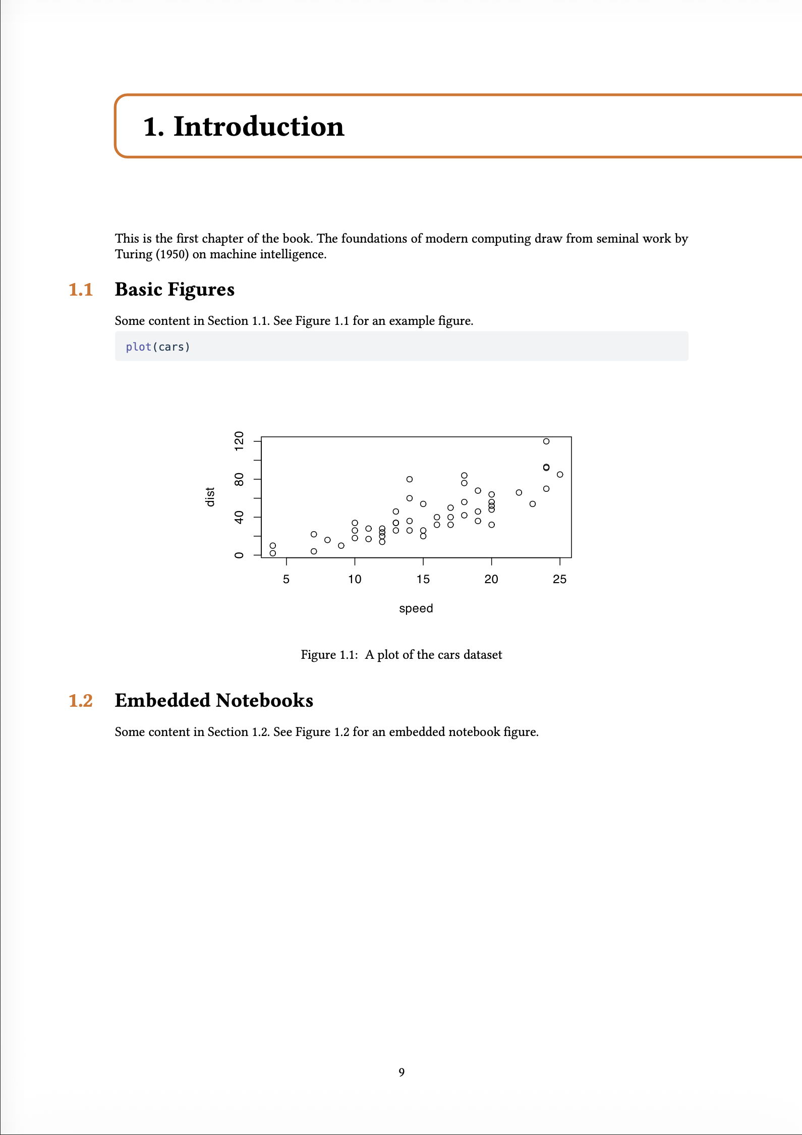 A Typst book rendered with the orange-book extension, showing the chapter one page with colored headers and sidebar navigation