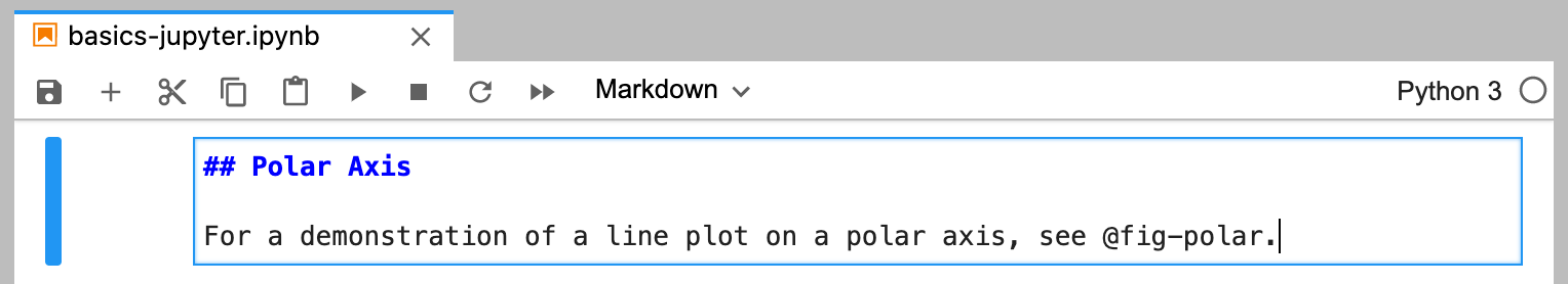 A snippet of a JupyterLab document containing a Markdown cell. The cell contains some text written in Markdown.