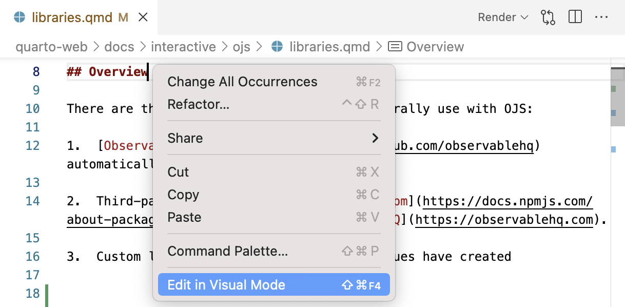 Quarto - Visual Editing In Vs Code