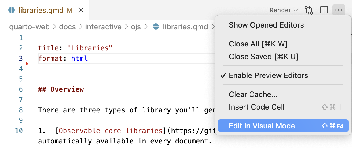 Quarto - Visual Editing In Vs Code